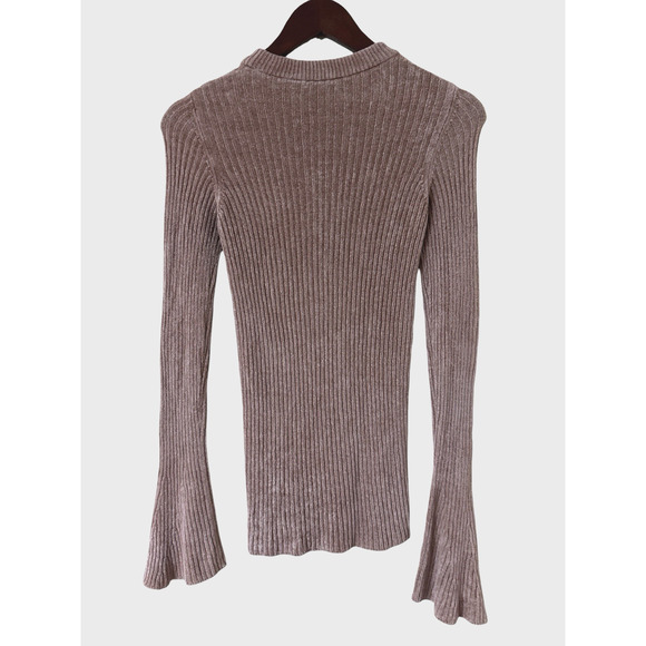 (nude Brand) ribbed bell sleeve sweater Brown Made In Italy M /40 - Picture 2 of 8